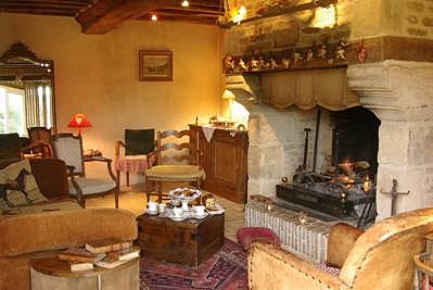 salon avec cheminée